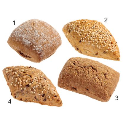 Bild von Mini-Brötchen-Mischkiste Rustikal 120 x 35g, 4-fach sortiert mit der Beschreibung EDNA - Vorbestellung 3 Werktage
