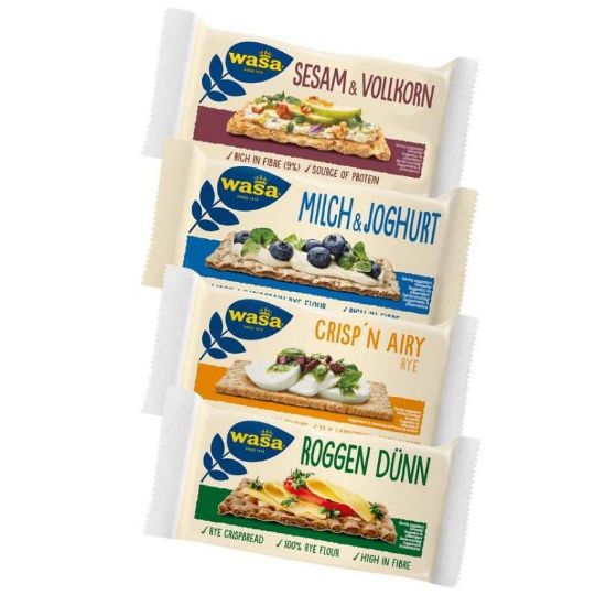Bild von Wasa-MiKa Knäckebrot 4-fach sortiert 100 x 16,8g mit der Beschreibung EDNA Serviceartikel