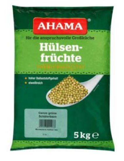 Bild von Erbsen grün, geschält, getrocknet 5 kg mit der Beschreibung AHAMA