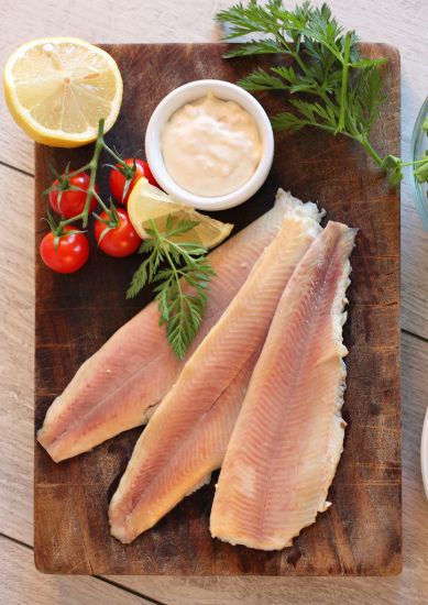Bild von Forellenfilets geräuchert 500g mit der Beschreibung (8-10 Einzelfilets) 5kg/Krt.TK
