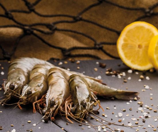 Bild von Black Tiger Gambas 13/15 mit Kopf u.Schale mit der Beschreibung LASCHORI