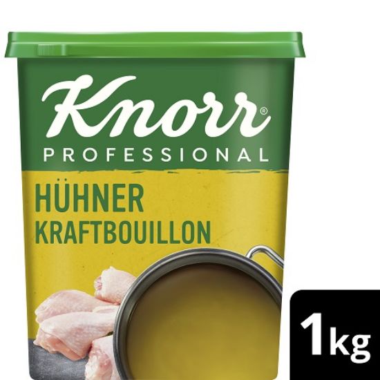 Bild von KNORR Hühner Kraftbouillon 1kg mit der Beschreibung ohne Suppeneinlage