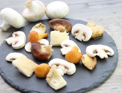 Bild von Pilzmischung Edle/Feine 5x1kg mit der Beschreibung Austernpilze, Stockschwämmchen, Egerlinge, Kräuterseitlinge.