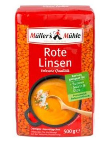 Bild von Rote Linsen geschält 500g mit der Beschreibung Müller´s Mühle