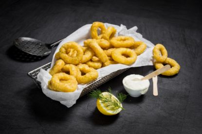 Bild von Tintenfischringe paniert 40/60  2 kg mit der Beschreibung .