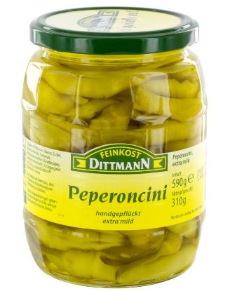 Bild von Peperoncini ganz, extra mild 590g  ATG 310g mit der Beschreibung Dittmann