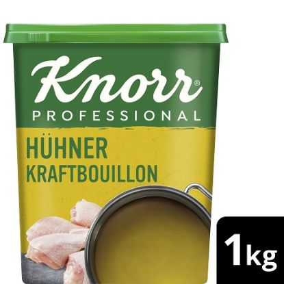Bild von KNORR Hühner Kraftbouillon 1kg mit der Beschreibung ohne Suppeneinlage