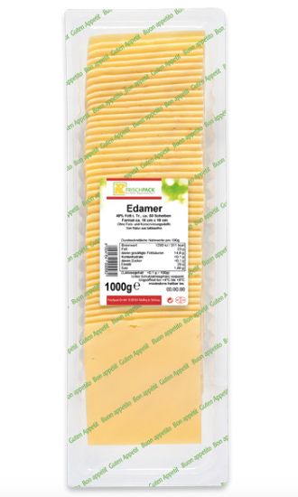 Bild von Edamer-Scheiben 40 %   1 kg mit der Beschreibung Frischpack