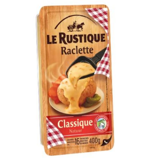 Bild von Raclette-Käse Classique 48%, 400g, 16 Scheiben mit der Beschreibung Le Rustique