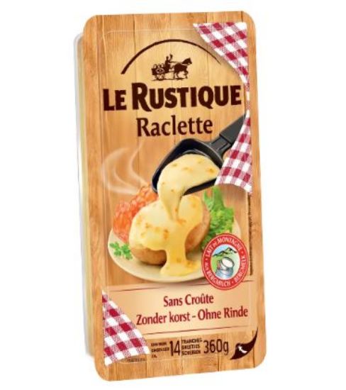 Bild von Raclette-Käse Classique ohne Rinde 48%, 360g, 14 Scheiben mit der Beschreibung Le Rustique
