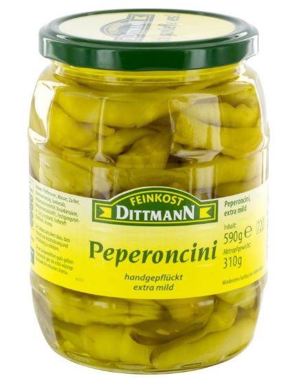 Bild von Peperoncini ganz, extra mild 590g  ATG 310g mit der Beschreibung Dittmann