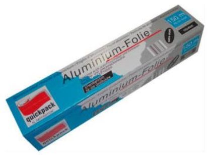 Bild von Alu-Folie 45 cm , 150 m, 15my - extra stark, mit Box mit der Beschreibung Quickpack