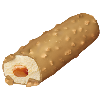 Bild von Magnum RIEGEL Billionaire 30 x 64 ml mit der Beschreibung Cremiges Eis m.Keksgeschmack durchzogen von Kern aus Karamellsauce umhüllt von weißer Schokolade m.K