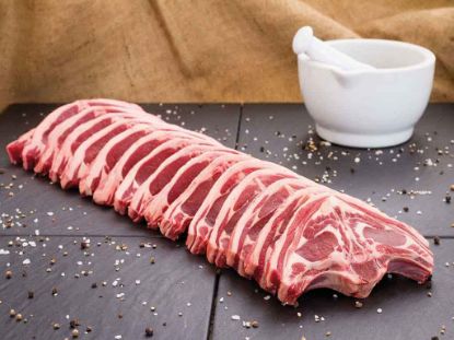 Bild von Lamm-Rücken m.Knochen in Scheiben, halbiert, reformed 25mm, ca. 1,4 kg mit der Beschreibung Neuseeland