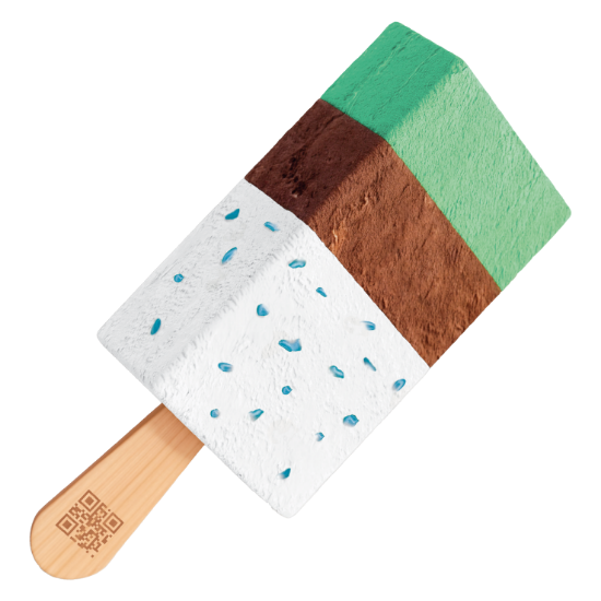 Bild von IE Minecraft 25 x 75 ml - inspiriert vom Spiel mit der Beschreibung Grünes Vanilleeis(Grasblock), Schokoladeneis(Erdeblock), Vanilleeis m.blauen Kügelchen(Diamantblock)