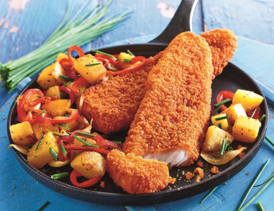 Bild von Seelachs-Knusperfilet 30 x 190g, klassisch paniert, NICHT vorgebraten mit der Beschreibung TIFA MSC Portionsfilet