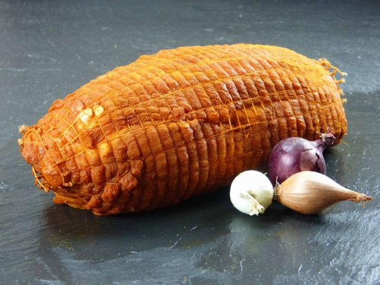 Bild von Spiessbraten ca.3,6 kg, fertig gewürzt, gefüllt m. Zwiebeln u. Dörrfleisch mit der Beschreibung Vorbestellung bitte 3 Werktage