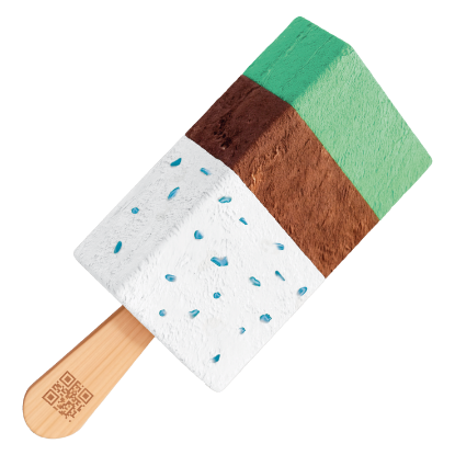 Bild von IE Minecraft 25 x 75 ml - inspiriert vom Spiel mit der Beschreibung Grünes Vanilleeis(Grasblock), Schokoladeneis(Erdeblock), Vanilleeis m.blauen Kügelchen(Diamantblock)