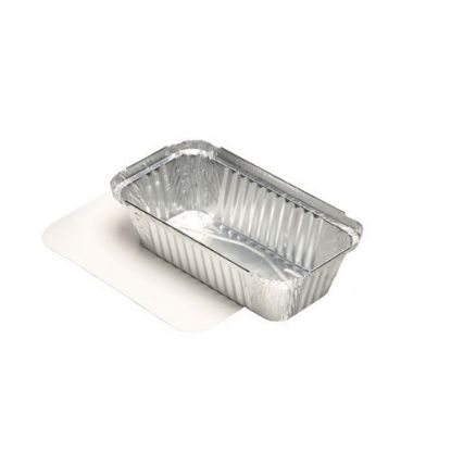 Bild von Alu Schale m.Deckel 50St 700ml mit der Beschreibung 4,9x10,3x19,5 cm