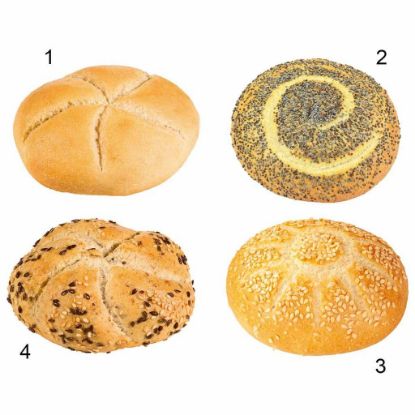 Bild von Kaiserbrötchen-Kiste, 4-fach mit der Beschreibung sortiert  80 x 61,25 g