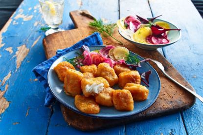 Bild von Kibbeling 3kg, ca.25g, Al.Seelachs-Knusperfilet in Backteig, vorgebraten mit der Beschreibung Greenland Seafood MSC