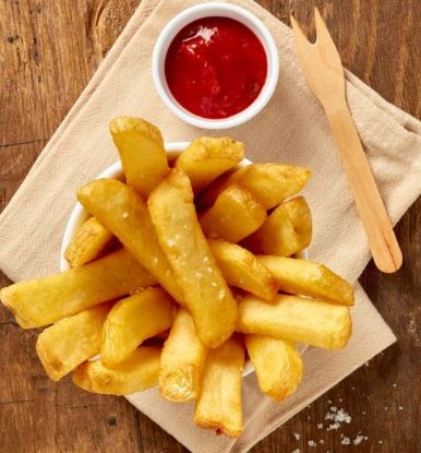 Bild von Steakhouse-Pommes "Coated" , mit Schale 4 x 2,5 kg - lange heiß durch Stärkemantel mit der Beschreibung Wernsing