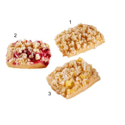 Bild von MiKa Streusel-Kissen 120x40g, fertig gebacken, 3-fach sortiert mit der Beschreibung EDNA - Vorbestellung 3 Werktage