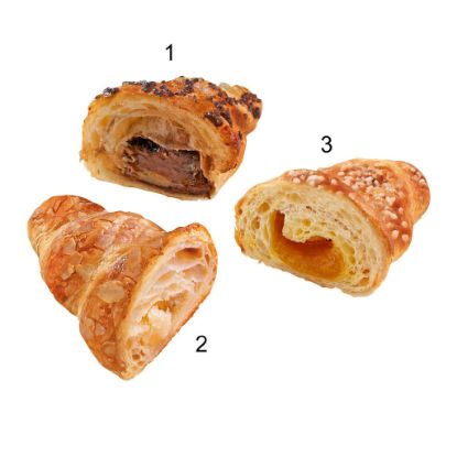 Bild von Mini-Croissant Selection, 3-fach sortiert, 108 x 45g mit der Beschreibung EDNA - Vorbestellung 3 Werktage