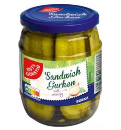 Bild von Sandwich Gurken ATG 530 g mit der Beschreibung g&g