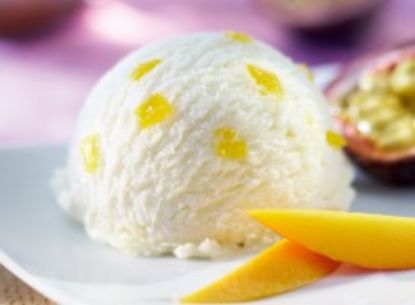 Bild von CDO 2x2,4L Sorbet Passionsfrucht-Maracuja vegan mit der Beschreibung Passionsfruchtsorbet mit kandierten Mangostücken, ohne deklarationspflichtige Zusatzstoffe