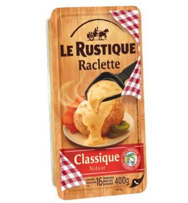 Bild von Raclette-Käse Classique 48%, 400g, 16 Scheiben mit der Beschreibung Le Rustique
