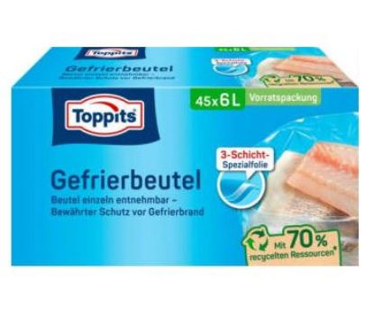 Bild von Gefrierbeutel 6L 45 St./Rolle Standboden mit der Beschreibung Toppits
